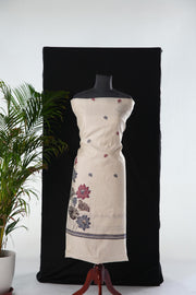 Desert Bloom Beige Muslin Cotton Unstitched Suit Set